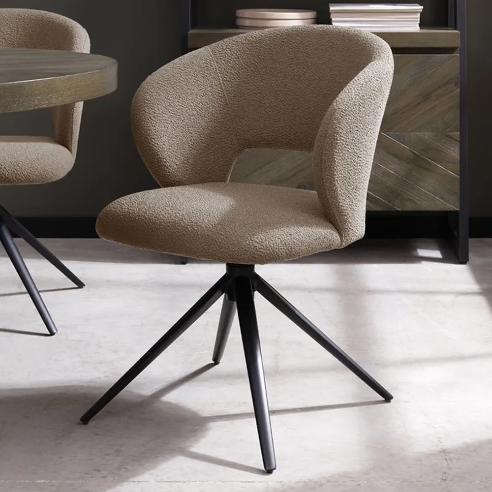 Stella Swivel Chair - Cream, Boucle