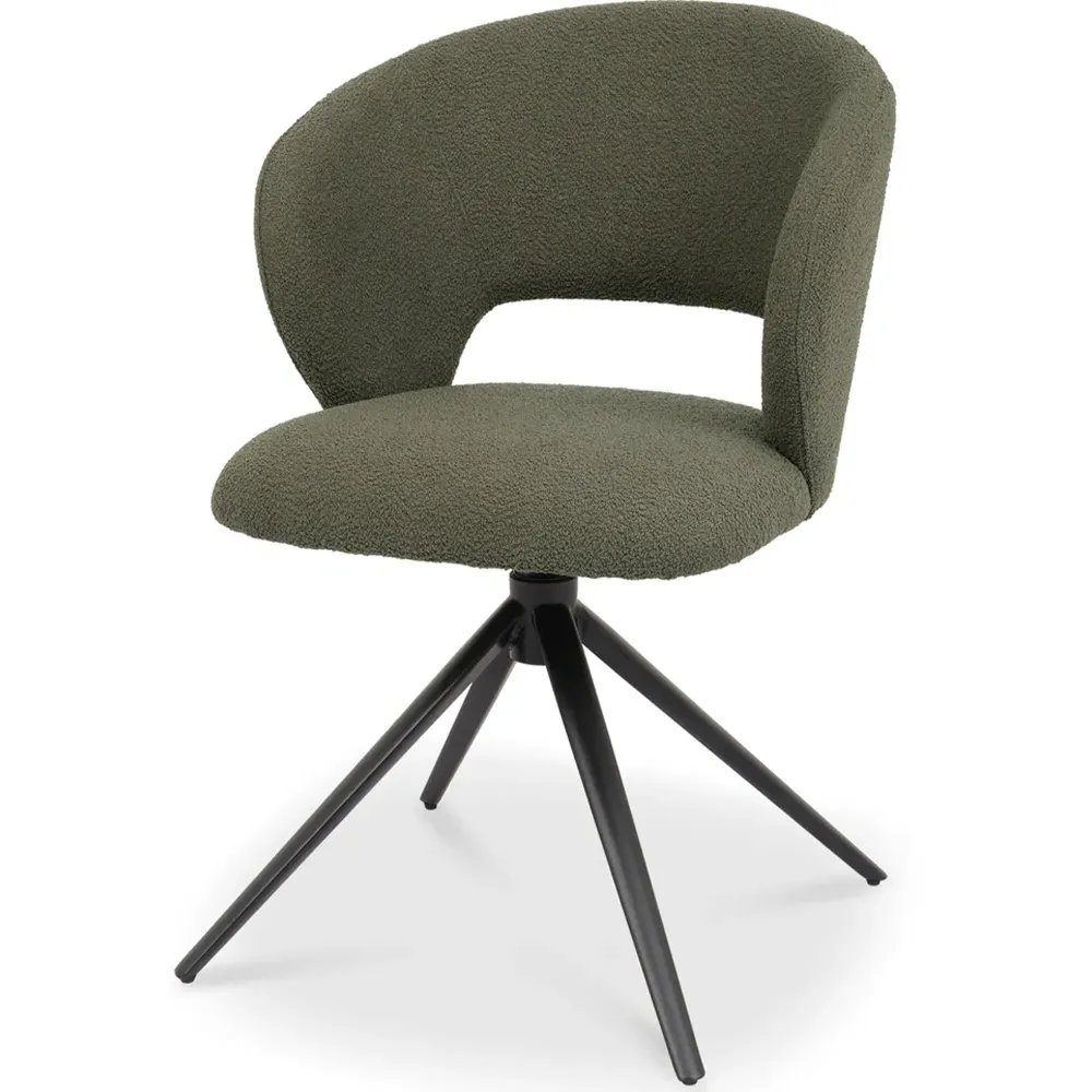 Stella Swivel Chair - Green, Boucle Fabric