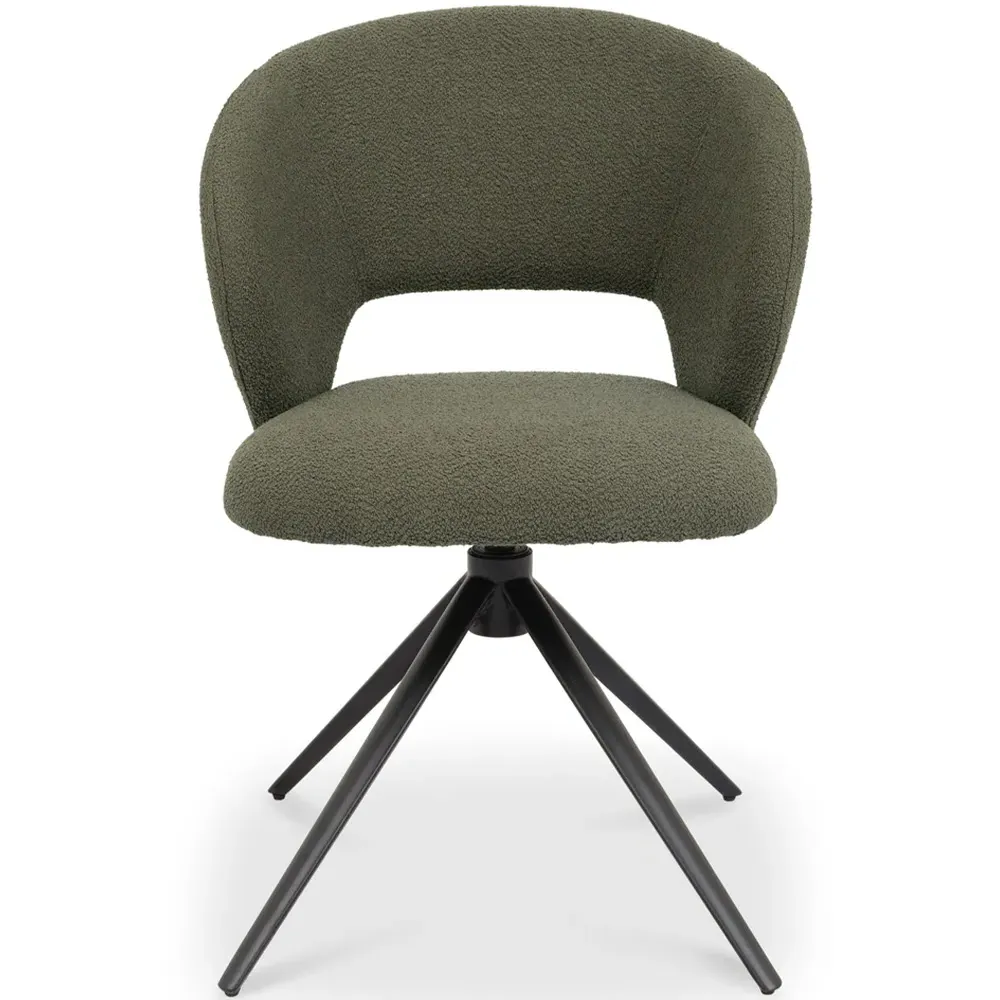 Stella Swivel Chair - Green, Boucle Fabric