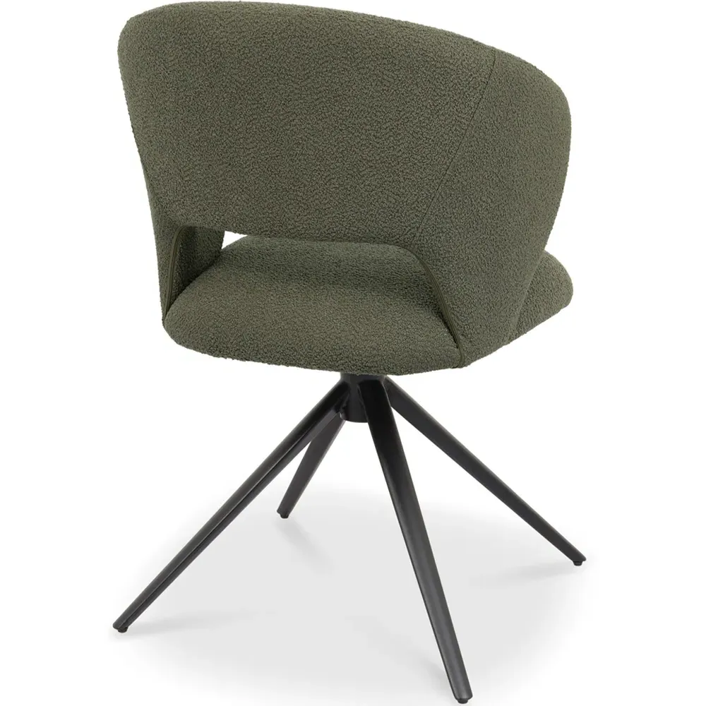 Stella Swivel Chair - Green, Boucle Fabric