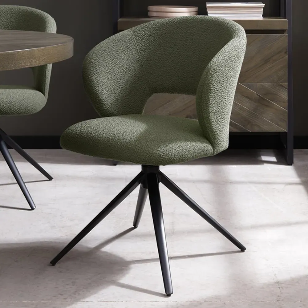 Stella Swivel Chair - Green, Boucle Fabric image