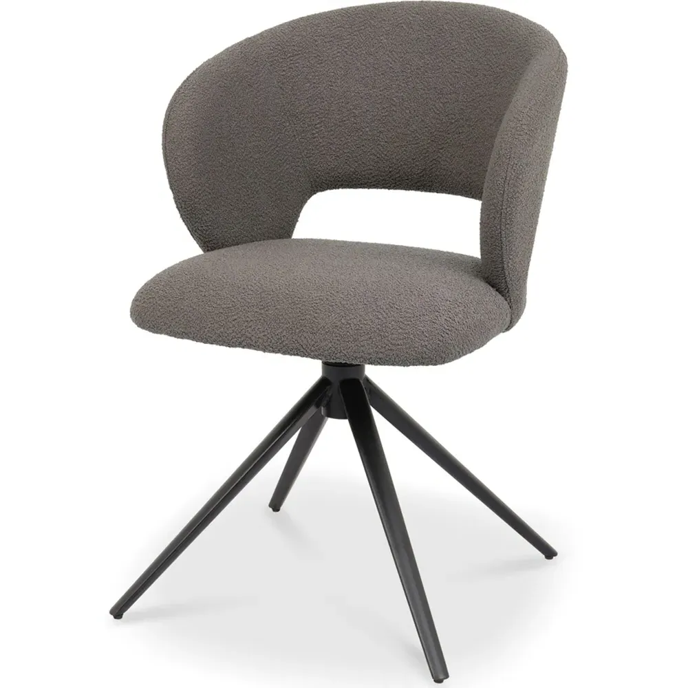 Stella Swivel Chair - Grey, Boucle