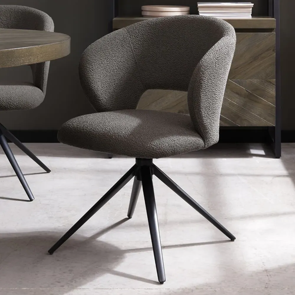 Stella Swivel Chair - Grey, Boucle