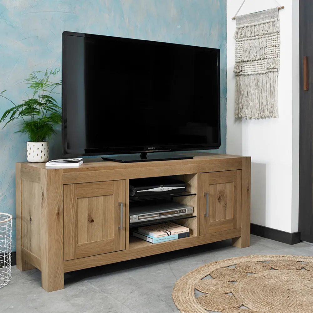 Turin 2 Drawer 3 Shelf TV Unit - Brown, Light Oak