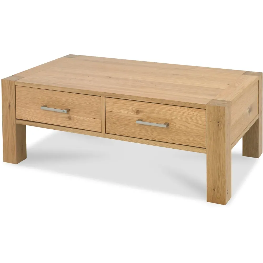 Turin 2 Drawer Coffee Table - Brown, Oak