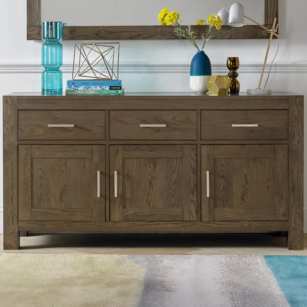 Turin 3 Drawer 3 Door Wide Sideboard - Brown, Oak image