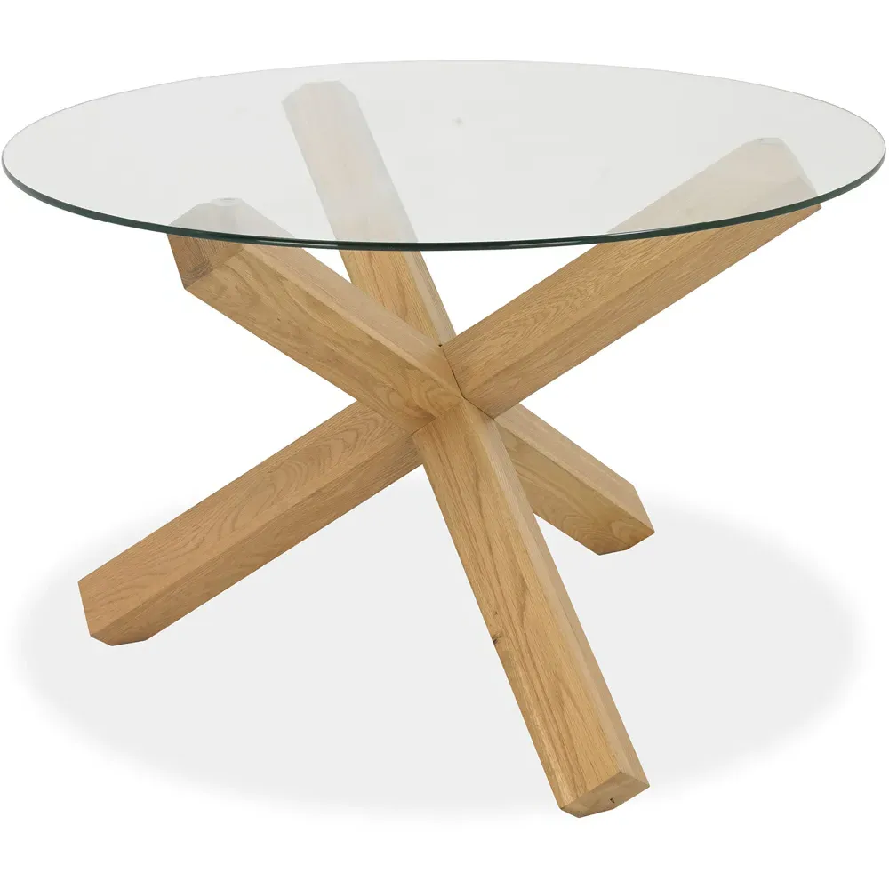 Turin 4-Seater Round Dining Table - Brown, Glass