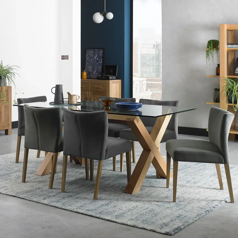 Turin 6-Seater Dining Table - Brown, Glass