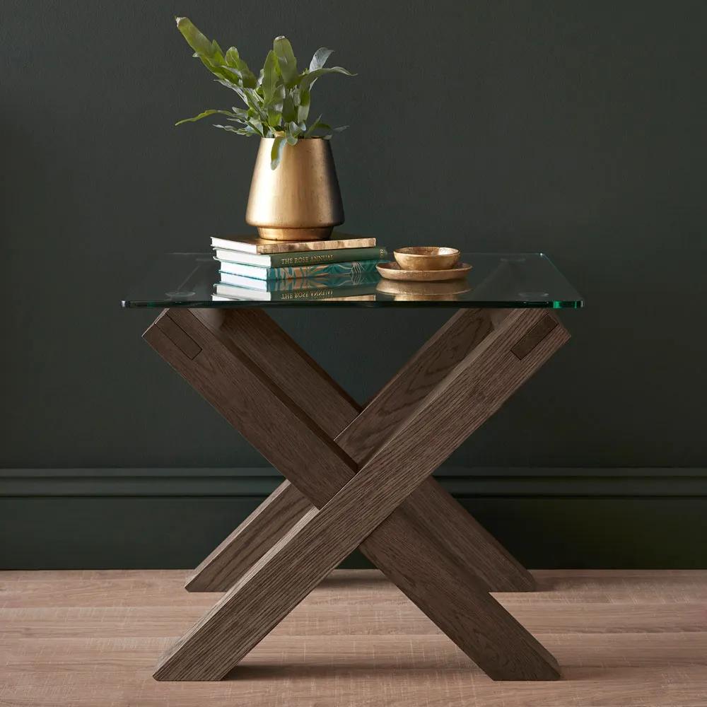 Turin Lamp Table - Brown, Glass