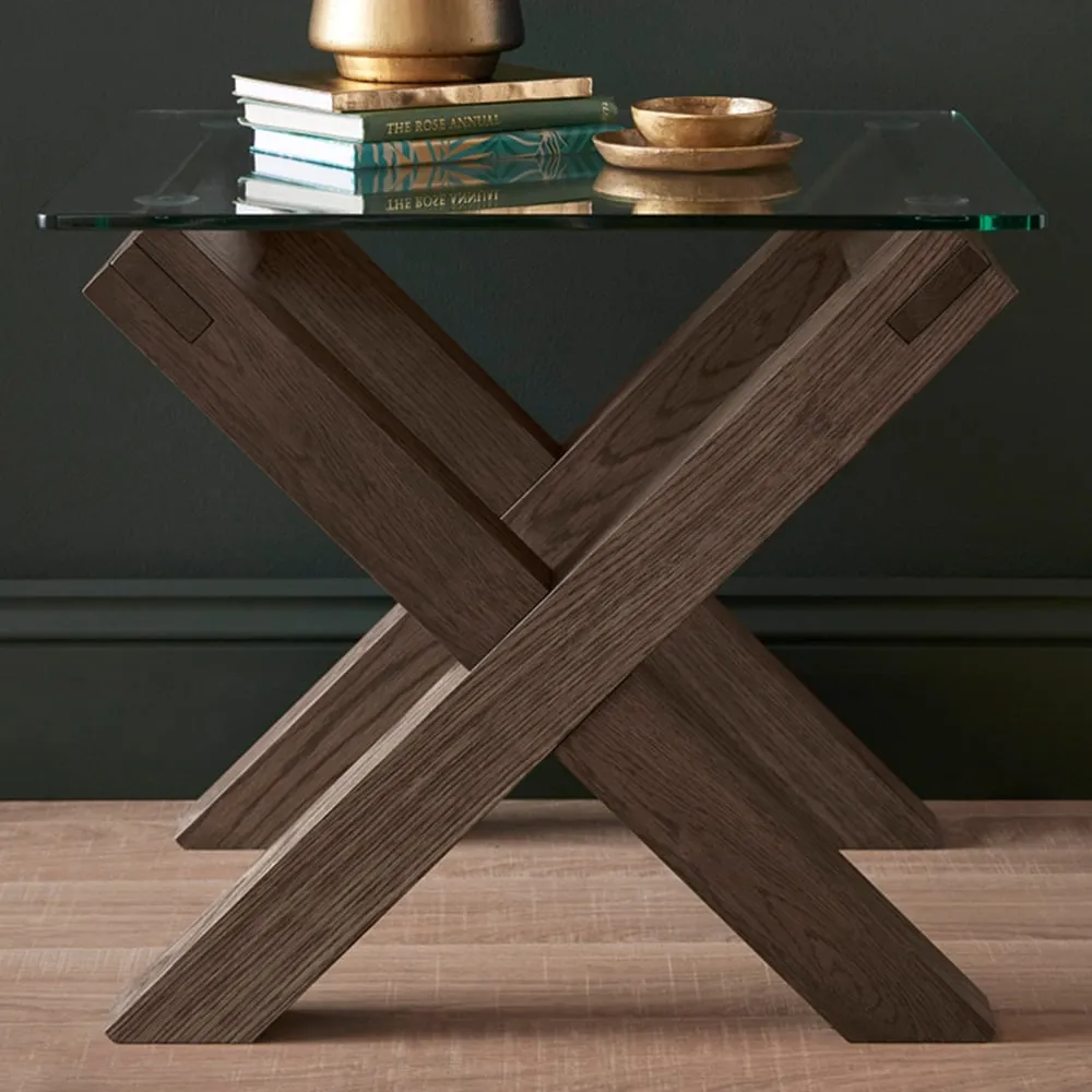 Turin Lamp Table - Brown, Glass image