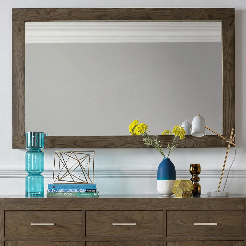 Turin Rectangle Wall Mirror - Dark Oak