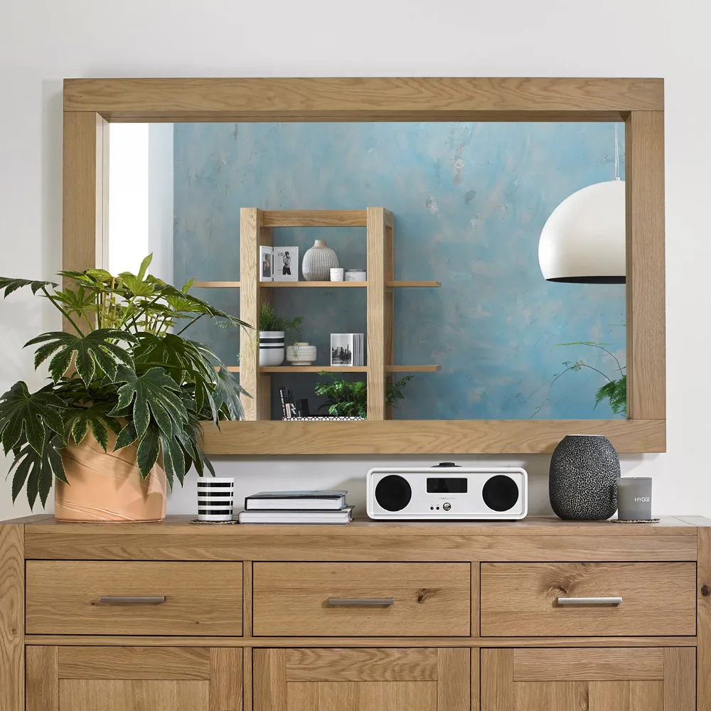 Turin Rectangle Wall Mirror - Light Oak