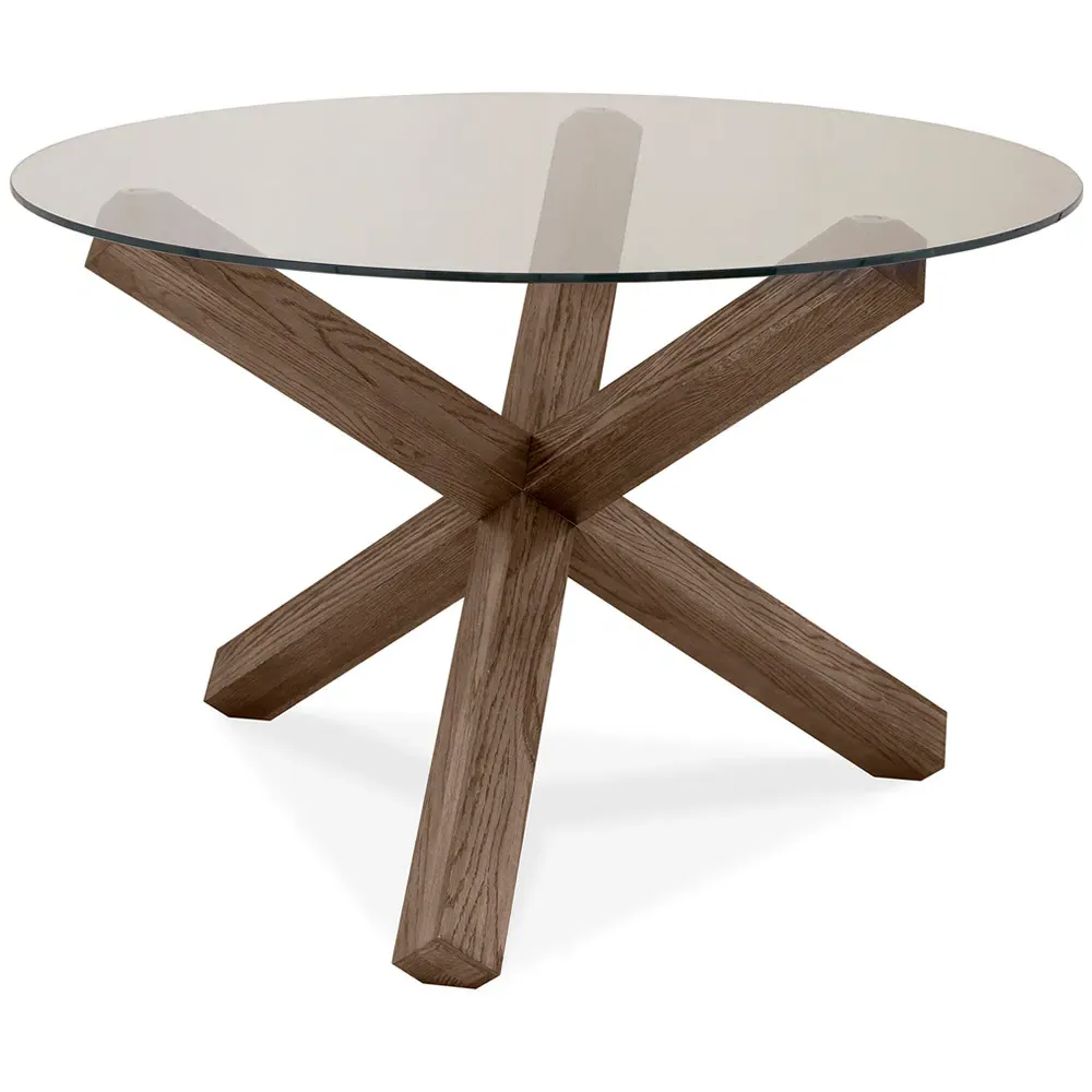 Turin Round Dining Table - Brown, Glass