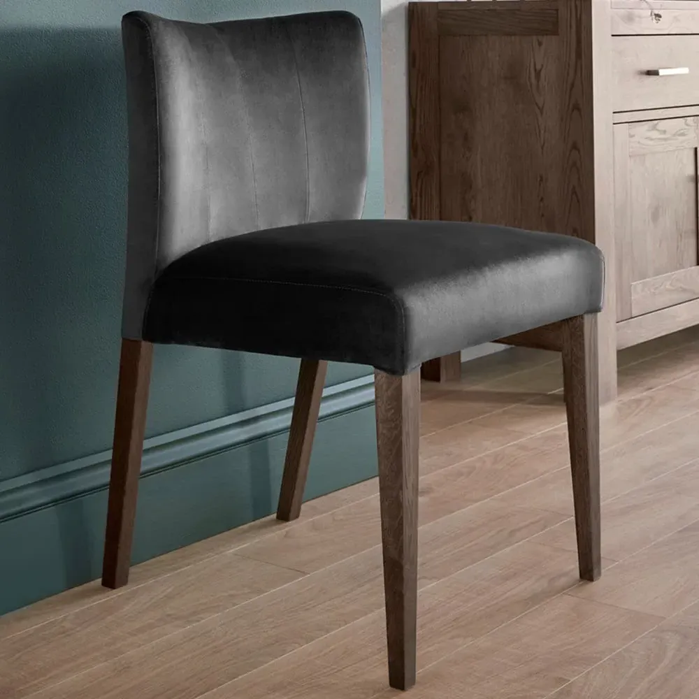 Turin Set of 2 Low Back Upholstered Chairs - Grey, Oak