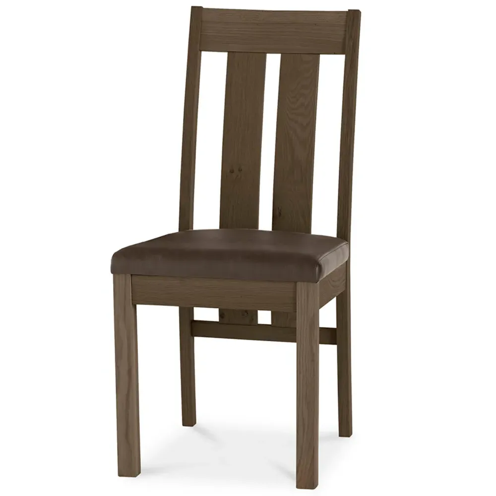 Turin Set of 2 Slatted Back Dining Chairs - Brown, Oak