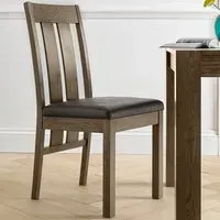 Turin Set of 2 Slatted Back Dining Chairs - Brown, Oak