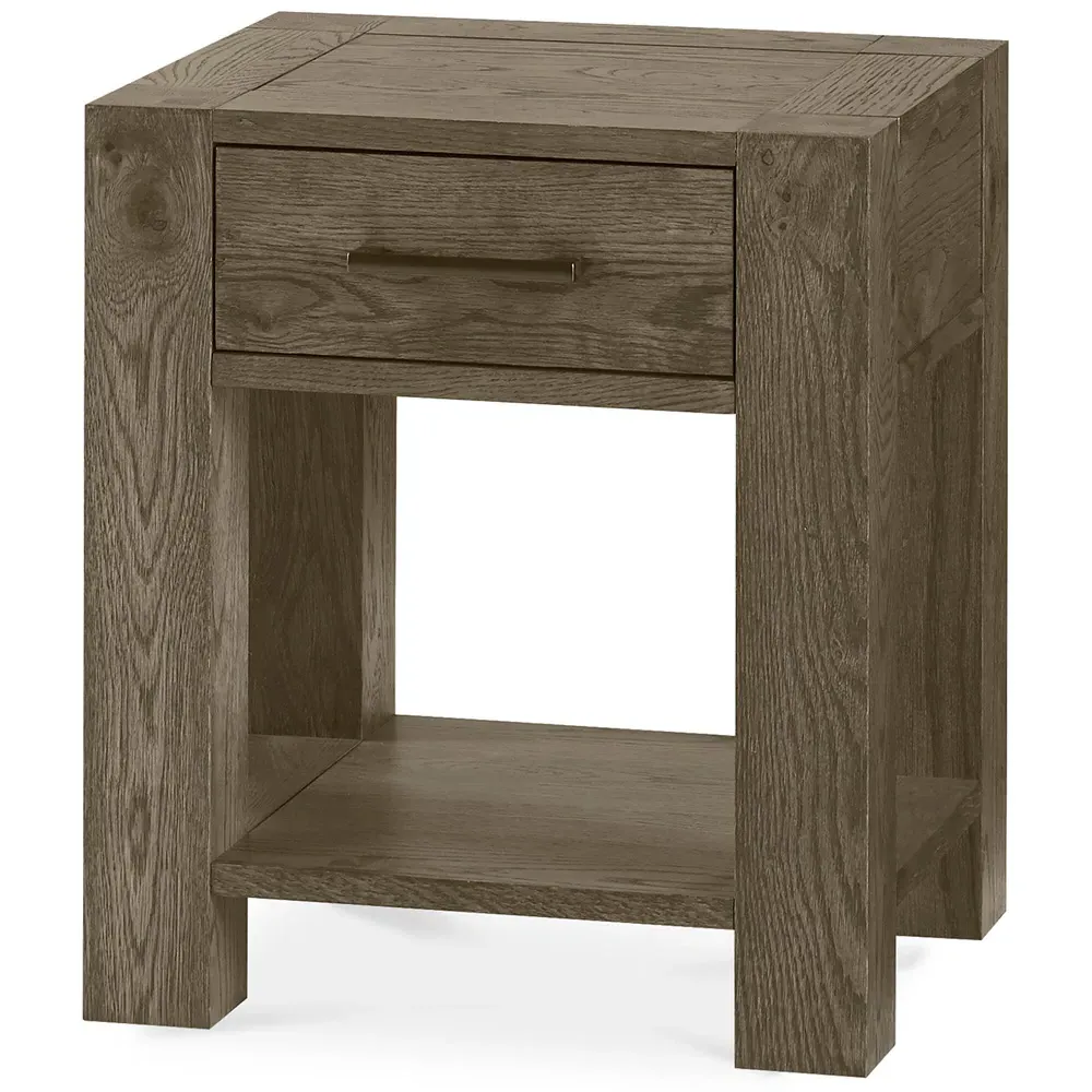 Turin Single Drawer Lamp Table with Shelf - Dark Oak
