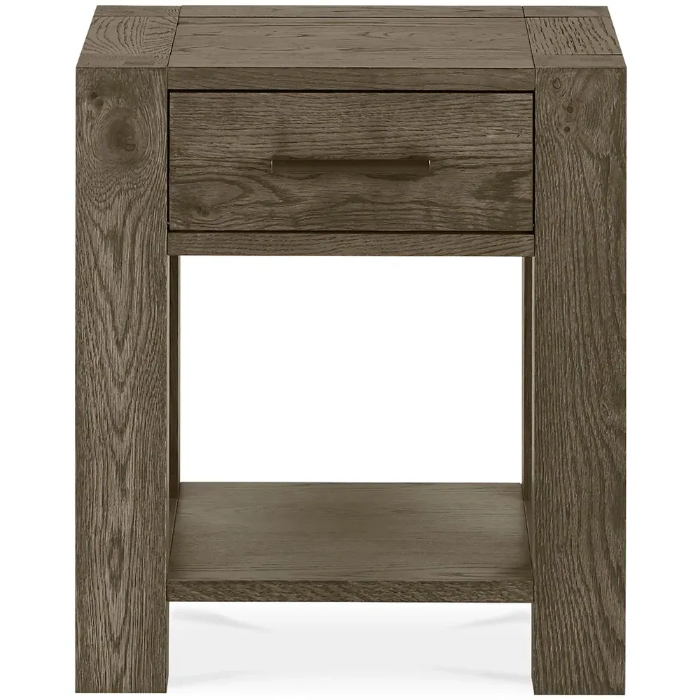 Turin Single Drawer Lamp Table with Shelf - Dark Oak