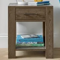 Turin Single Drawer Lamp Table with Shelf - Dark Oak