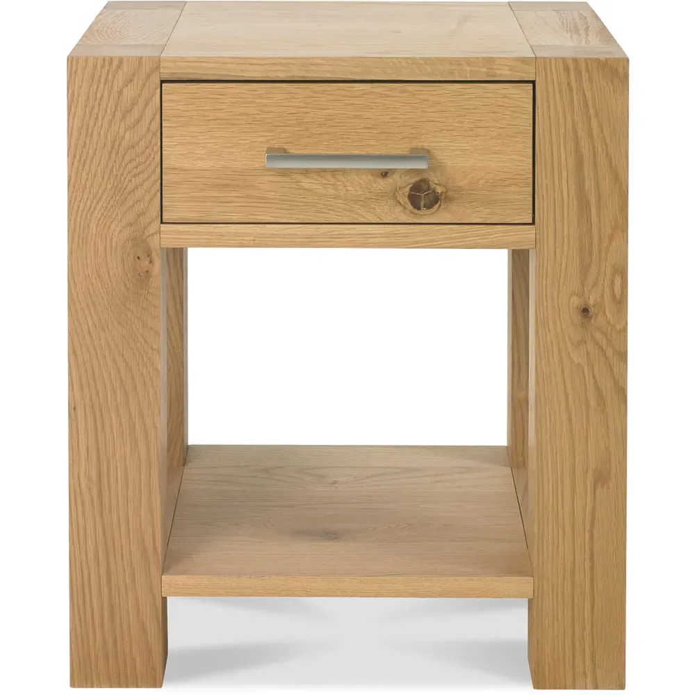 Turin Single Drawer Lamp Table with Shelf - Light Oak