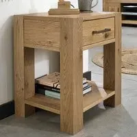 Turin Single Drawer Lamp Table with Shelf - Light Oak
