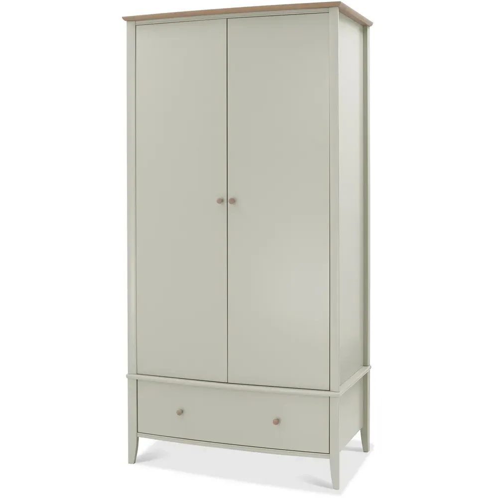 Whitby 2 Door Single Drawer Wardrobe - Grey, Oak