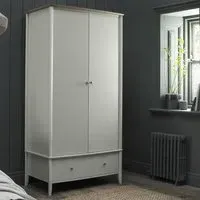 Whitby 2 Door Single Drawer Wardrobe - Grey, Oak