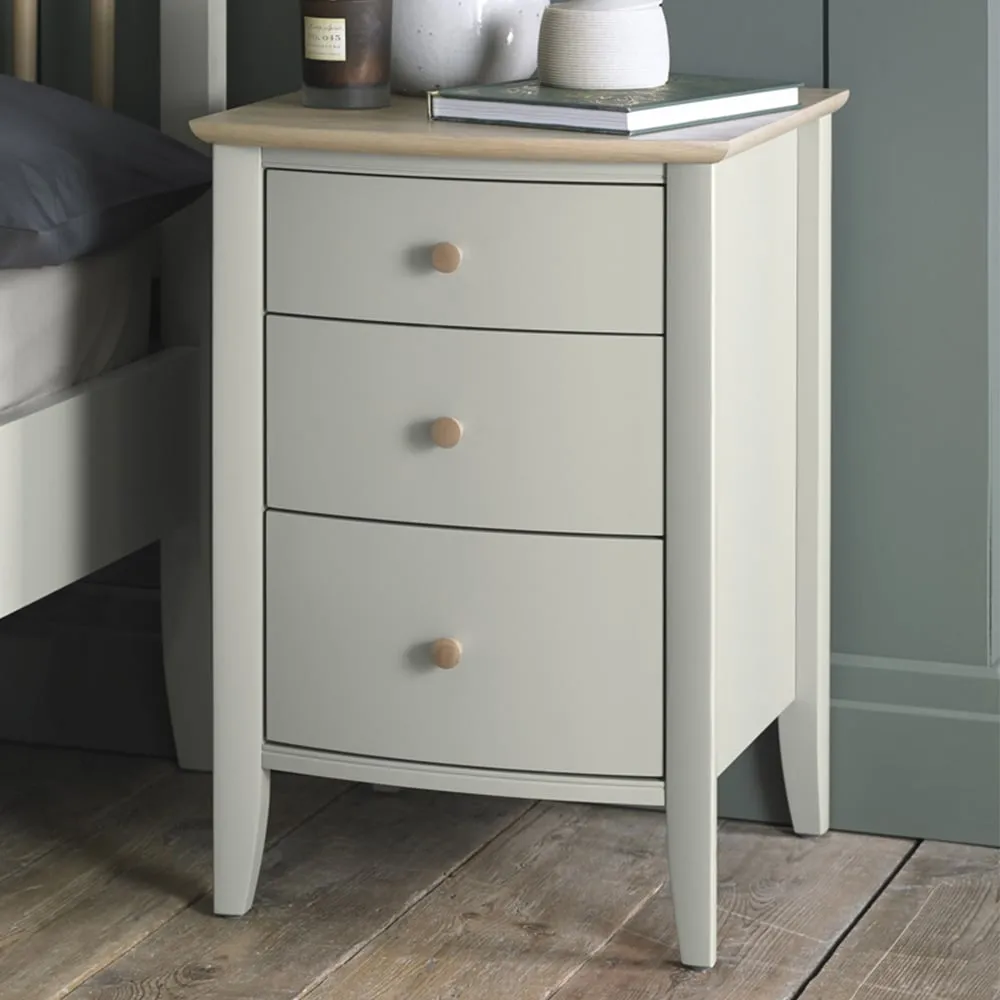 Whitby 3 Drawer Bedside Table - Grey, Oak