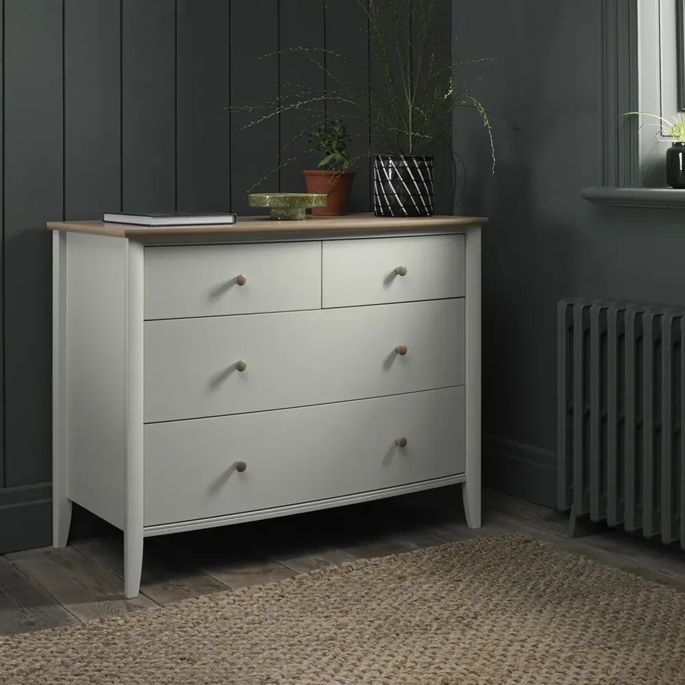 Whitby 4 Drawer Chest of Drawers - Grey, Scandi Oak
