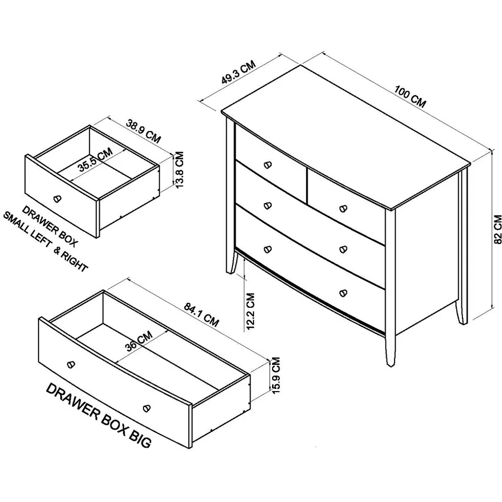 Whitby 4 Drawer Chest of Drawers - Grey, Scandi Oak