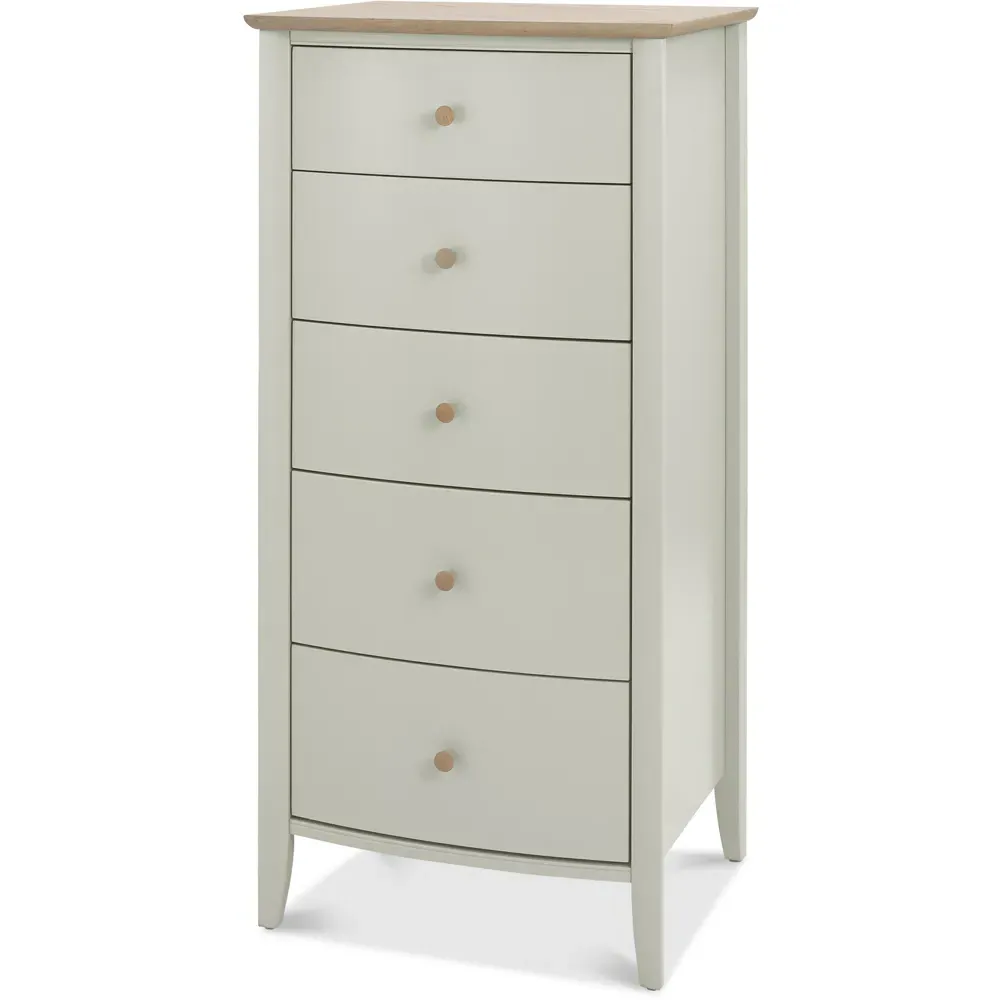 Whitby 5 Drawer Tall Chest of Drawers - Grey, Scandi Oak