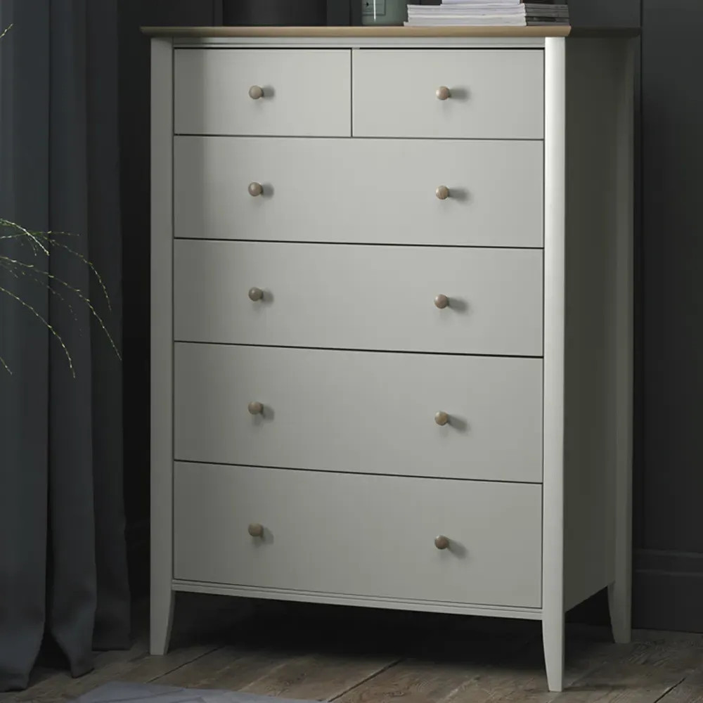 Whitby 6 Drawer Chest of Drawers - Grey, Scandi Oak