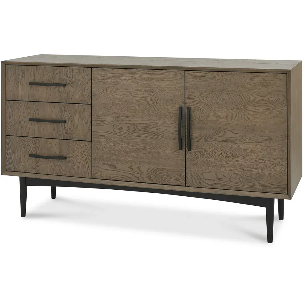 Wide Sideboard with 3 Drawers 2 Doors - Brown, Oak
