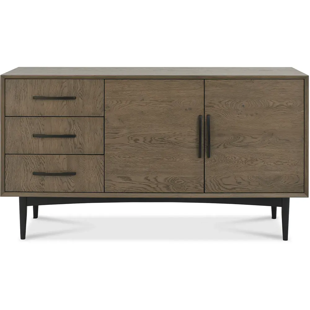 Wide Sideboard with 3 Drawers 2 Doors - Brown, Oak