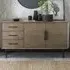 Wide Sideboard with 3 Drawers 2 Doors - Brown, Oak