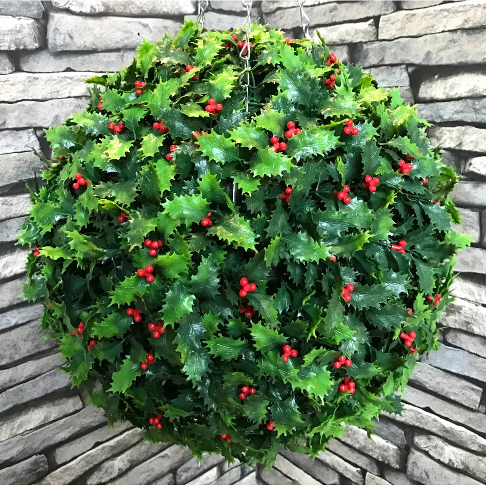 Holly Ball Christmas Bauble 38cm - Green