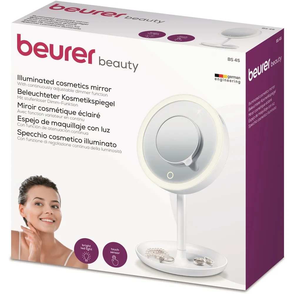 Beurer Illuminated Vanity Mirror with Storage - White