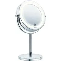 Illuminated Mirror with Magnification - White