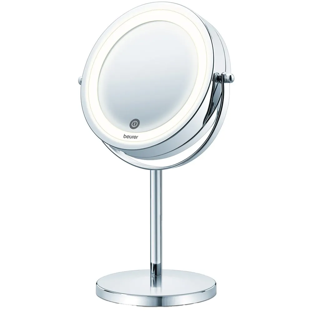 Illuminated Mirror with Magnification - White