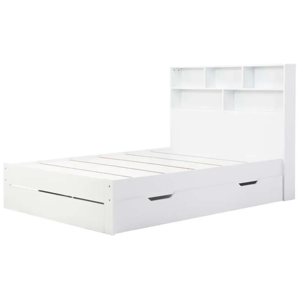 Alfie King Size Storage Bed with Drawer - White