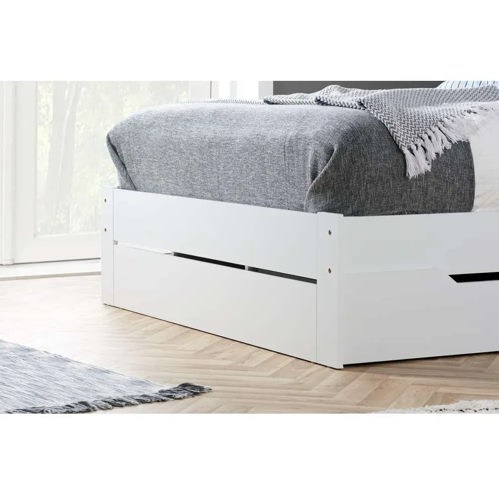 Alfie King Size Storage Bed with Drawer - White