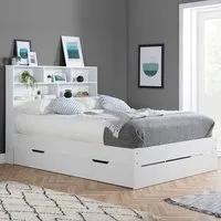 Alfie King Size Storage Bed with Drawer - White
