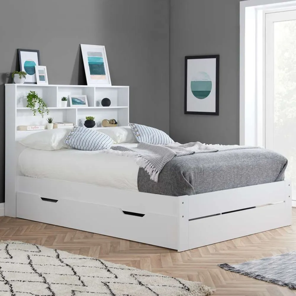 Alfie Small Double Storage Bed with Drawer - White image
