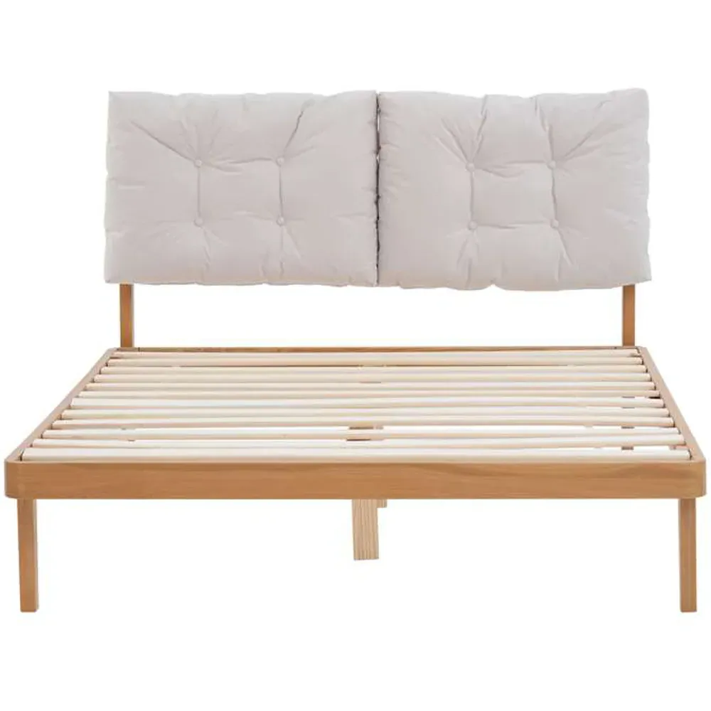 Ander Double Bed Frame with Tufted Headboard - Brown