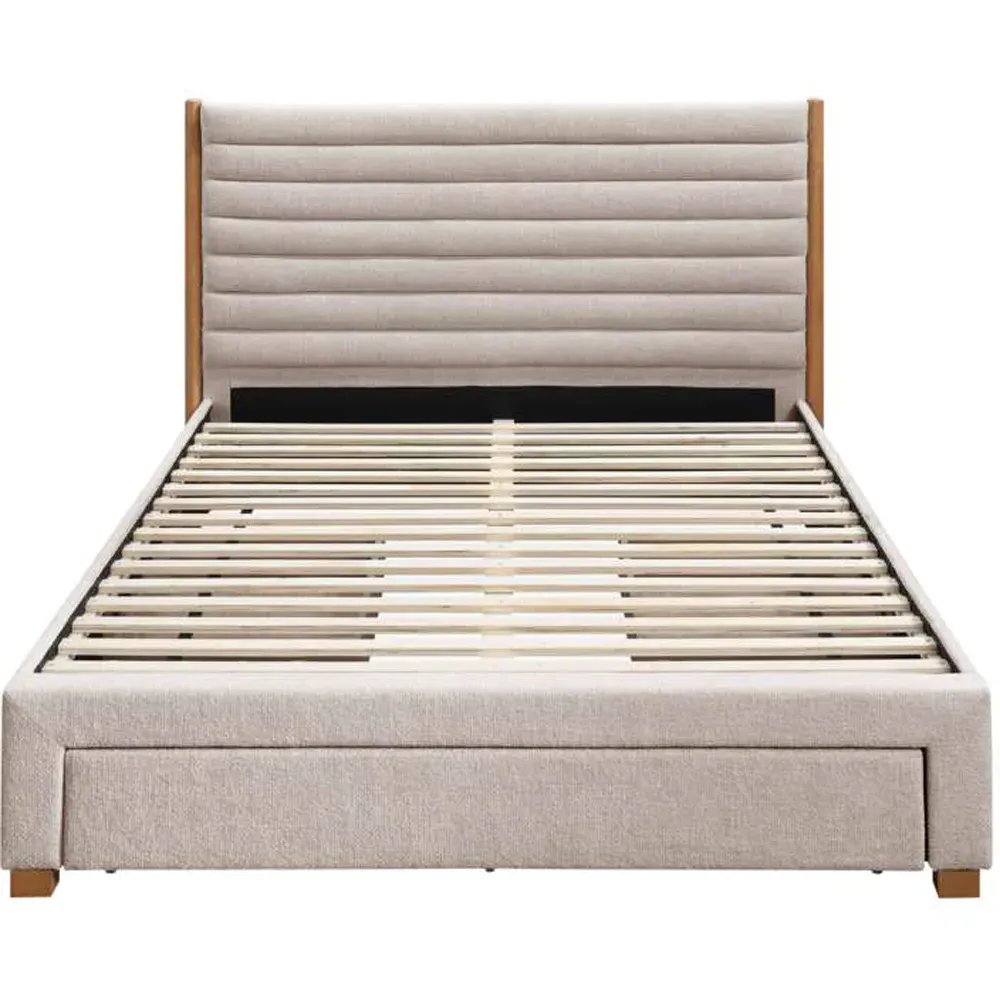 Arabella Double Bed with Storage - Grey, Velvet