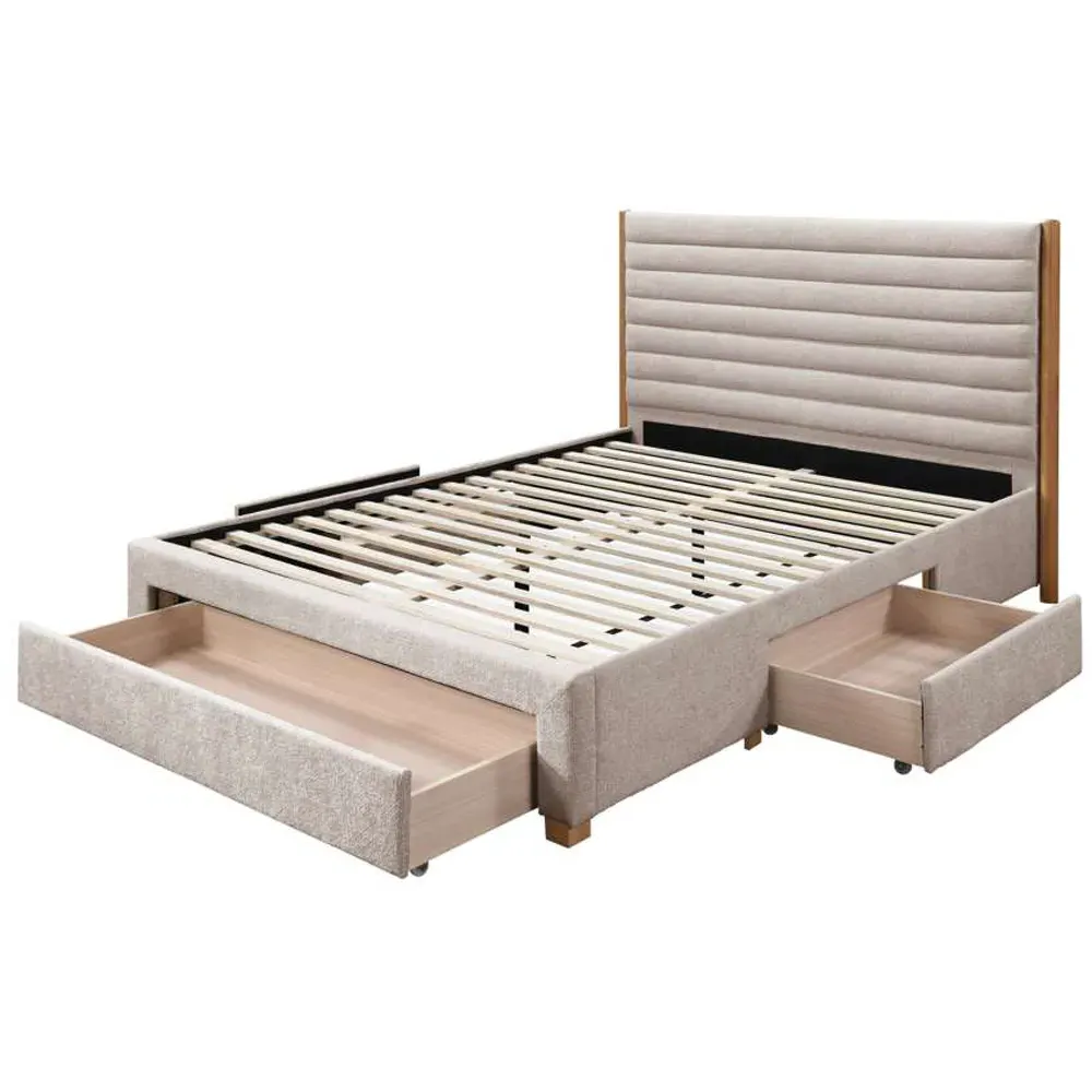 Arabella Double Bed with Storage - Grey, Velvet