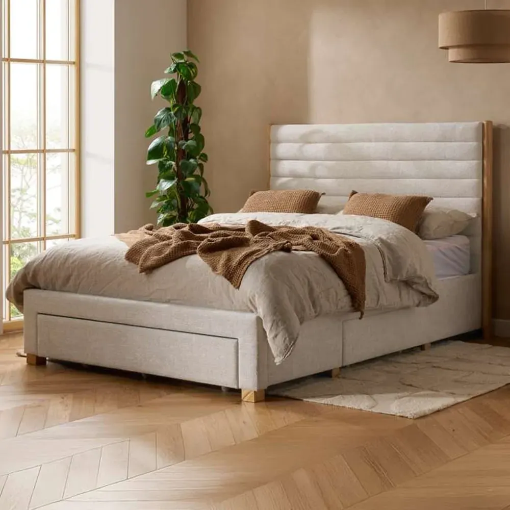 Arabella Double Bed with Storage - Grey, Velvet image