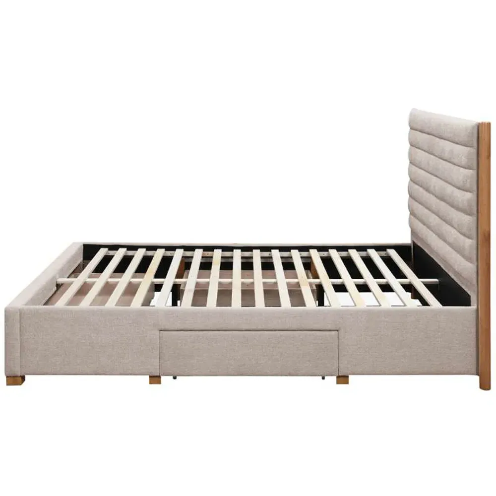 Arabella King Size Bed with Storage - Grey, Velvet