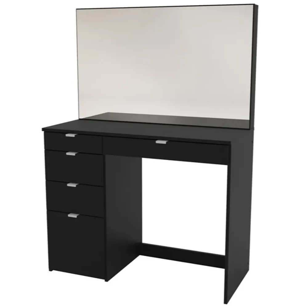 Ava 5 Drawer Dressing Table with Mirror - Black