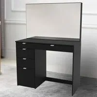 Ava 5 Drawer Dressing Table with Mirror - Black